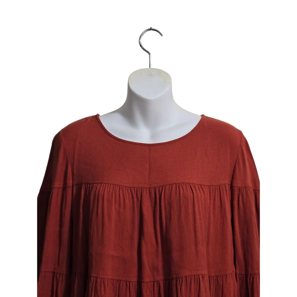 Madewell Tiered Button Back Blouse In Rust Sz L - Picture 2 of 13